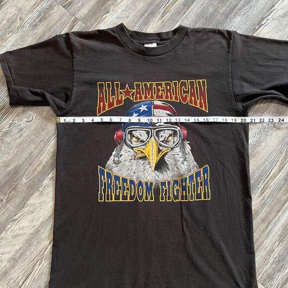 Vintage 90s Single Stitch All American Freedom Fighter Shirt L - Picture 4 of 8